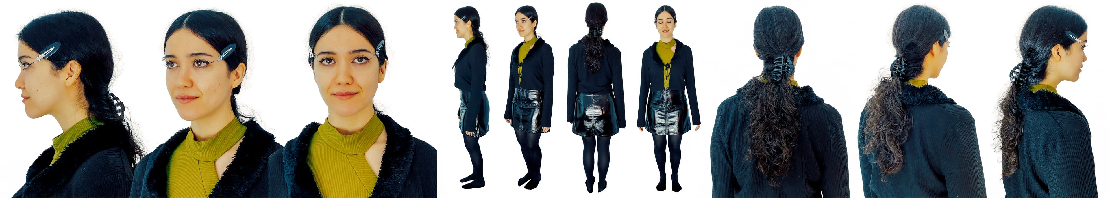 Emil Vorbrugg - Dayana character lookbook showing turnaround and poses