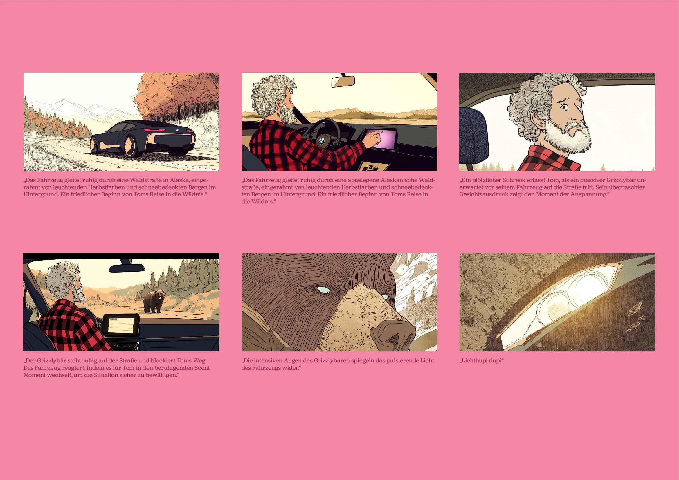 Emil Vorbrugg - AI-generated storyboard for Tom in Alaska scene