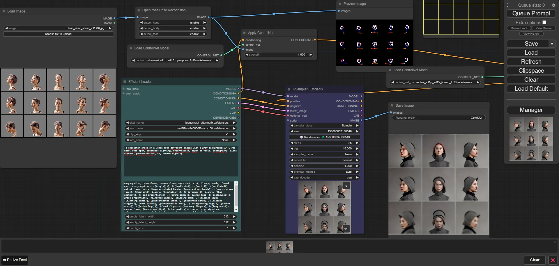 Emil Vorbrugg - ComfyUI workflow for consistent character generation using ControlNet and pose detection